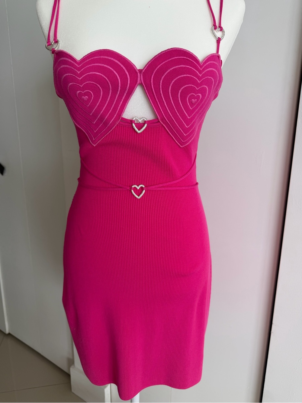 MACH & MACH Hot Pink Heart-Bust Strap Dress - Picture 3 of 4